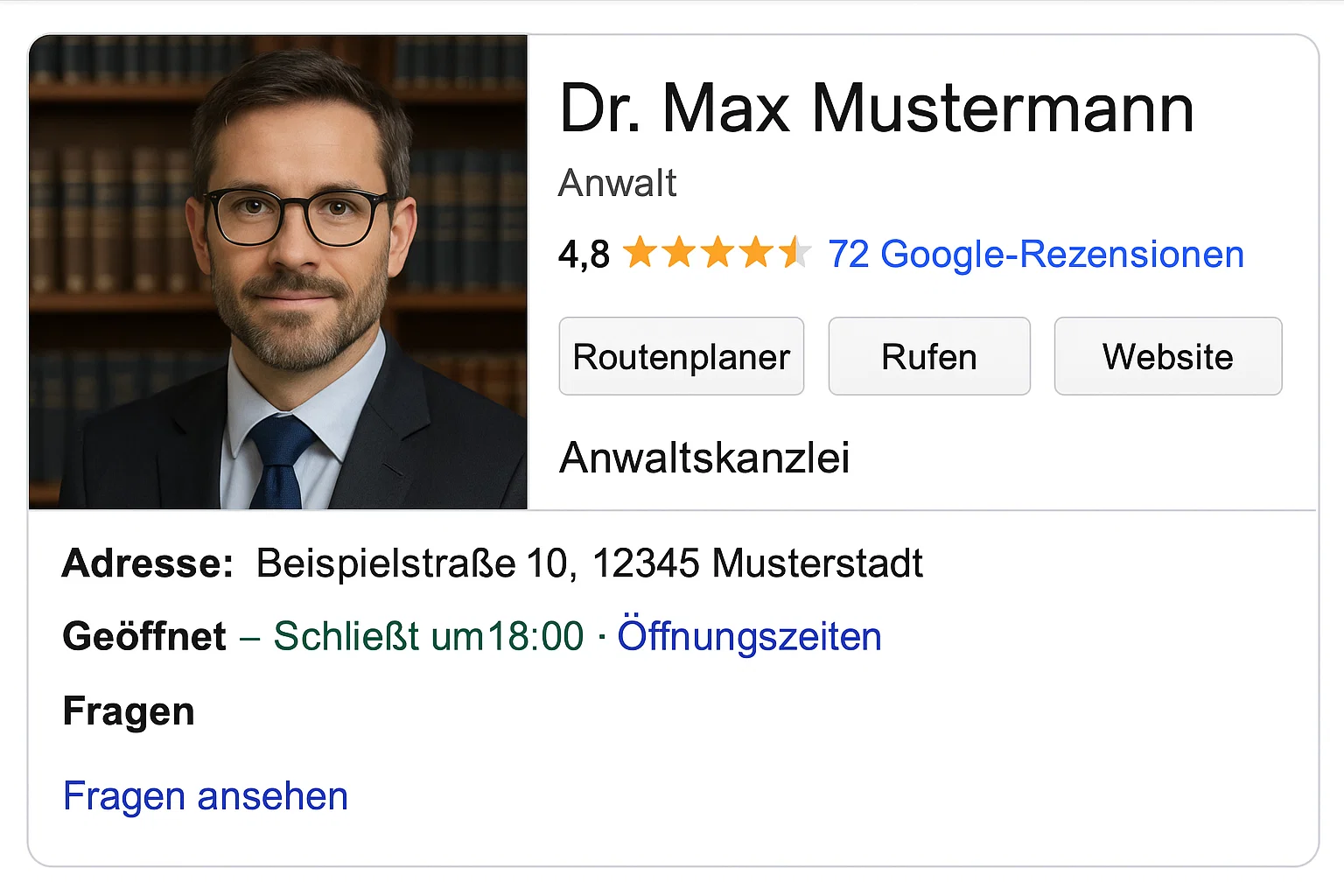 Ein Google My Business Profil für eine Kanzlei